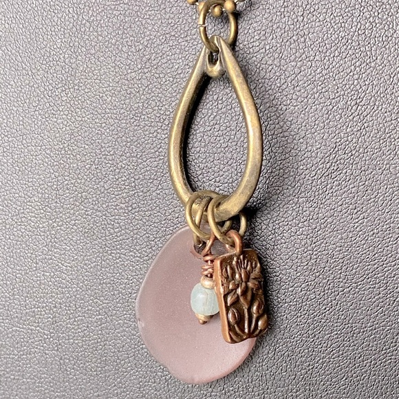 Hand-Crafted | Farmers Market Purple Sea-glass and Charms Necklace - Picture 4 of 4